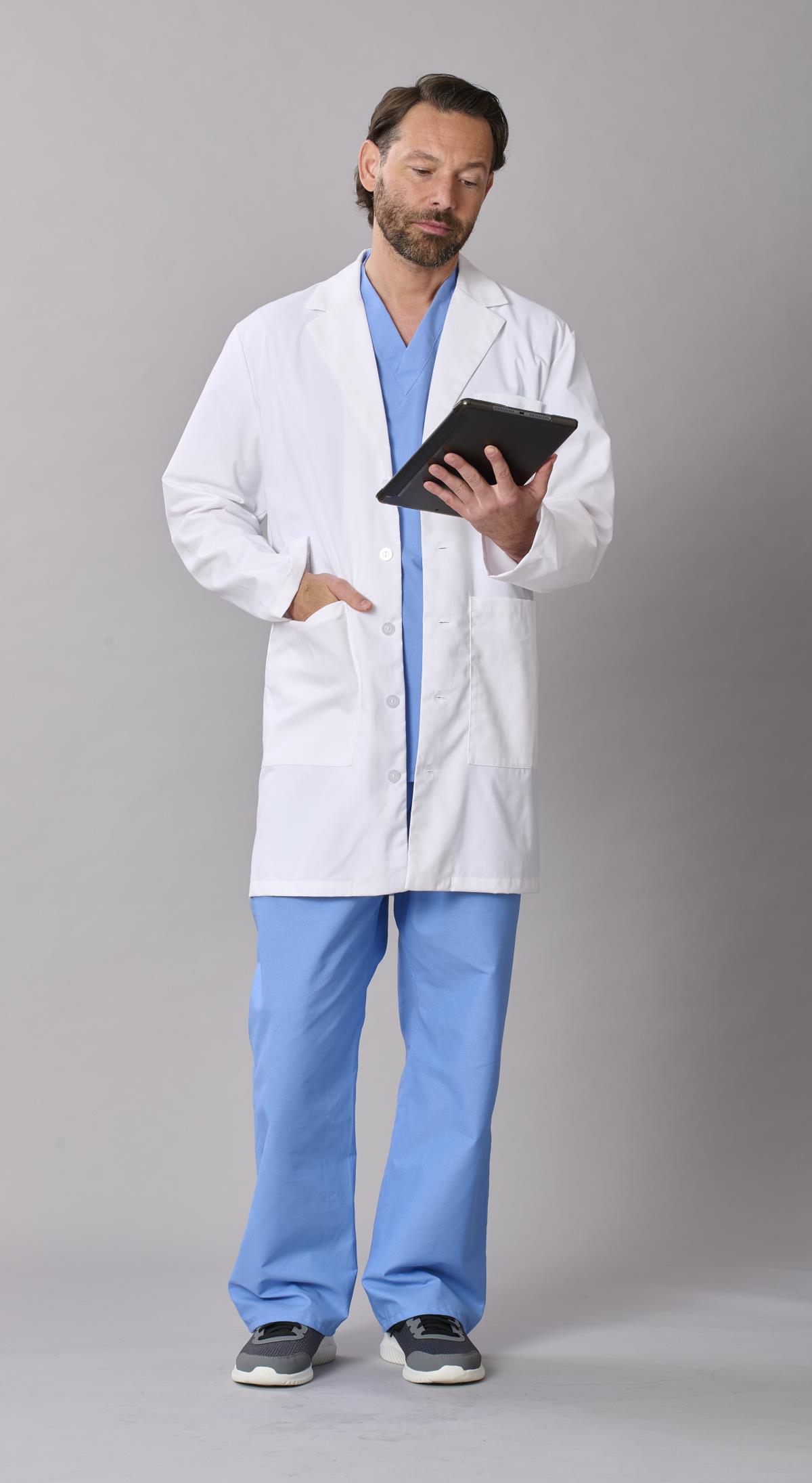 Medline Perform Men‘s 6-Pocket Staff-Length Lab Coats-Medline Textiles