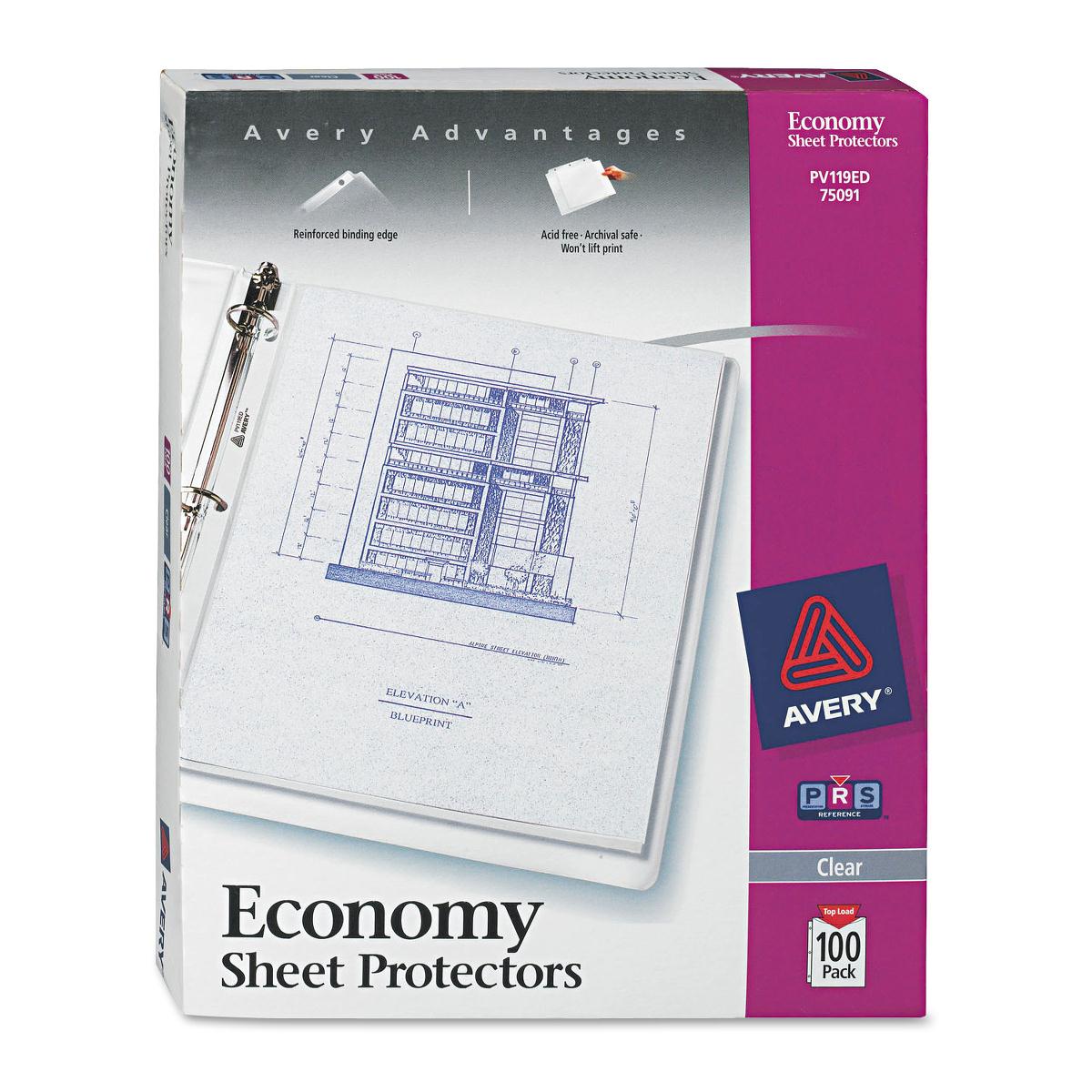 Avery++Economy-Weight+Sheet+Protectors+-+For+Letter+8+1%2F2%26quot%3B+x+11%26quot%3B+Sheet+-+Clear+-+Polypropylene+-+100+%2F+Box