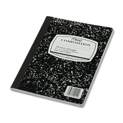 Mead+Wide+Ruled+Composition+Notebook+-+100+Sheets+-+Sewn+-+7+1%2F2%26quot%3B+x+9+3%2F4%26quot%3B+-+Assorted+Paper+-+Black+Marble+Cover+-+1+Each