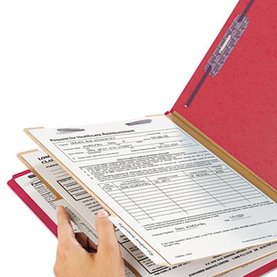 Six-Section+Pressboard+Top+Tab+Classification+Folders+With+Safeshield+Fasteners%2C+2+Dividers%2C+Letter+Size%2C+Bright+Red%2C+10%2Fbox