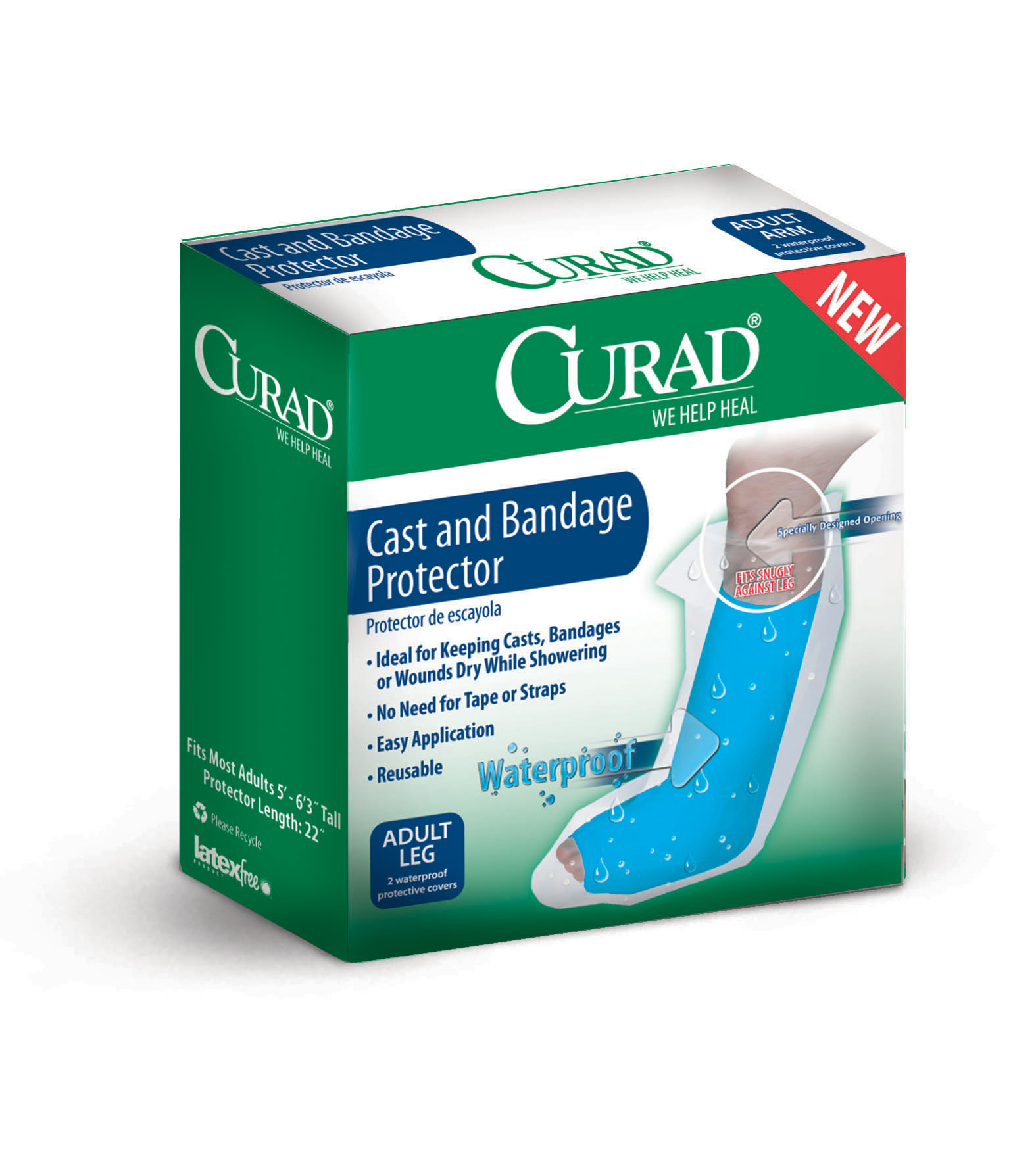 Curad Reusable Cast Protector Adult Leg 2 Count (1 Box