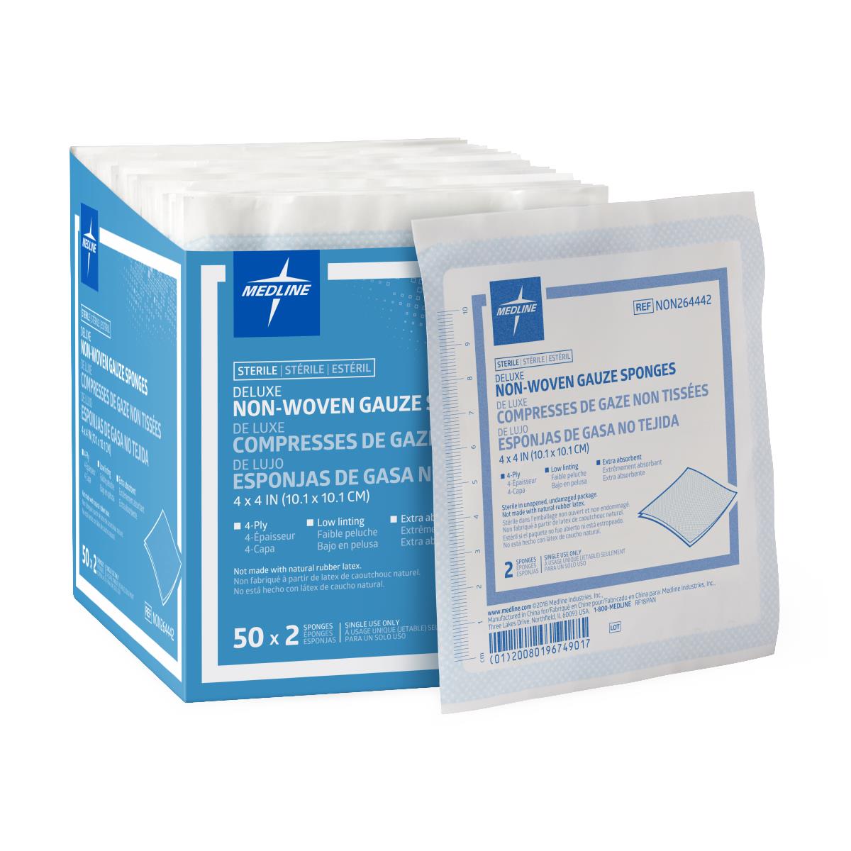 Medline Deluxe Sterile Nonwoven Gauze Sponges | Medline