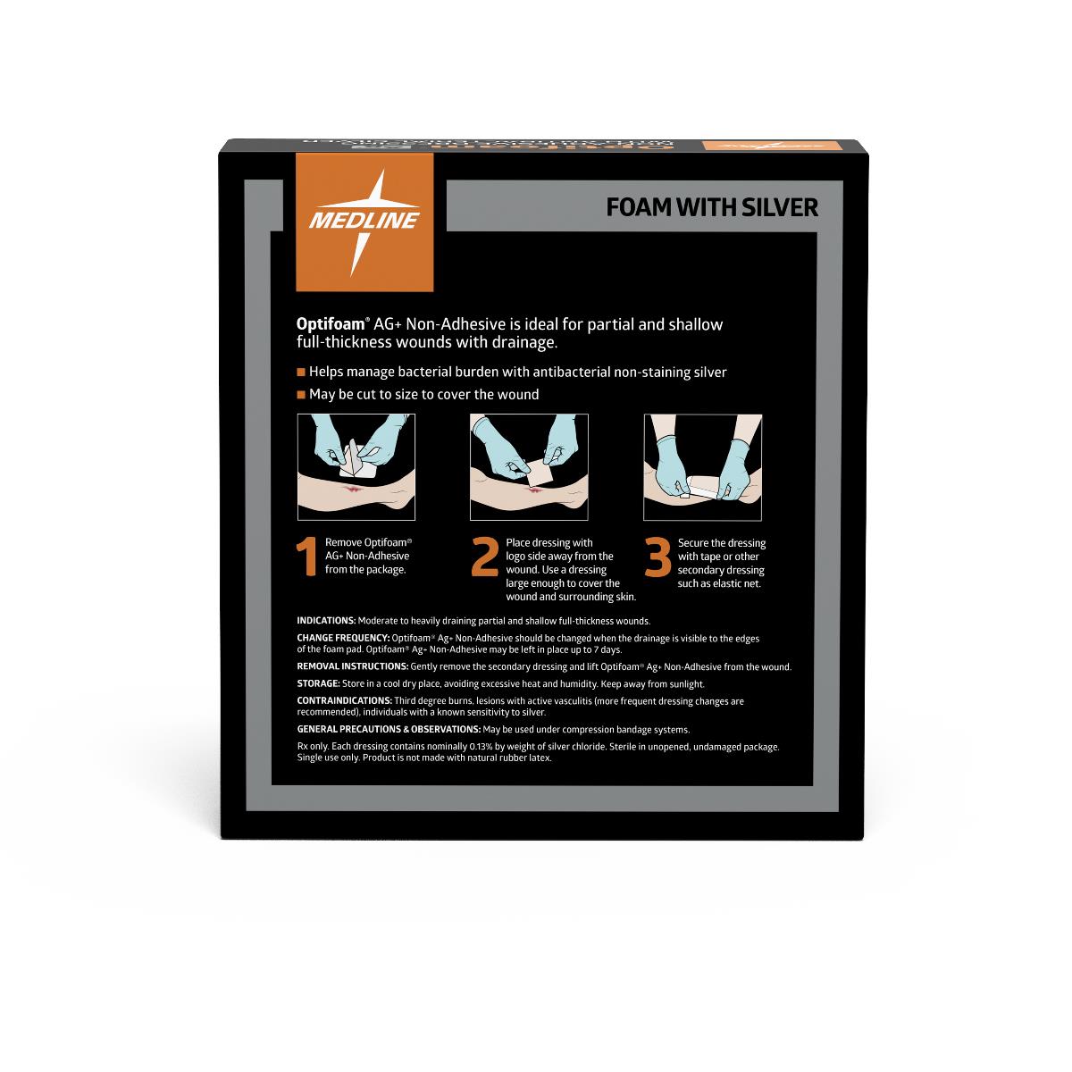 Optifoam Ag+ Non-Adhesive Foam Dressings with Silver | Medline