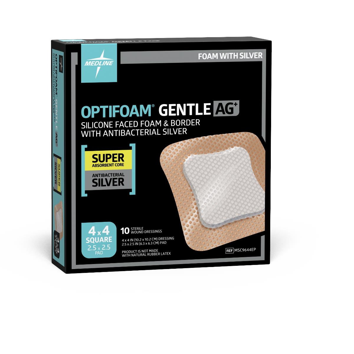 Optifoam Gentle Ag+ Silicone-Faced Foam Dressings | Medline