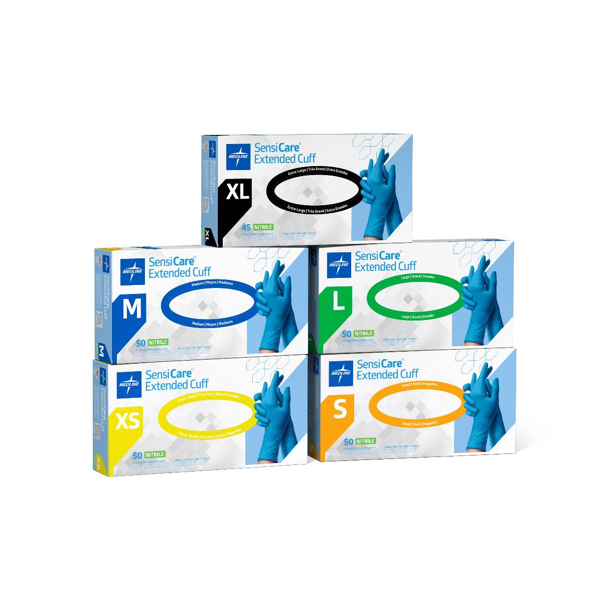 プランエス　MEDIPEEL SensiCare Extended Cuff Nitrile Exam Gloves | Medline