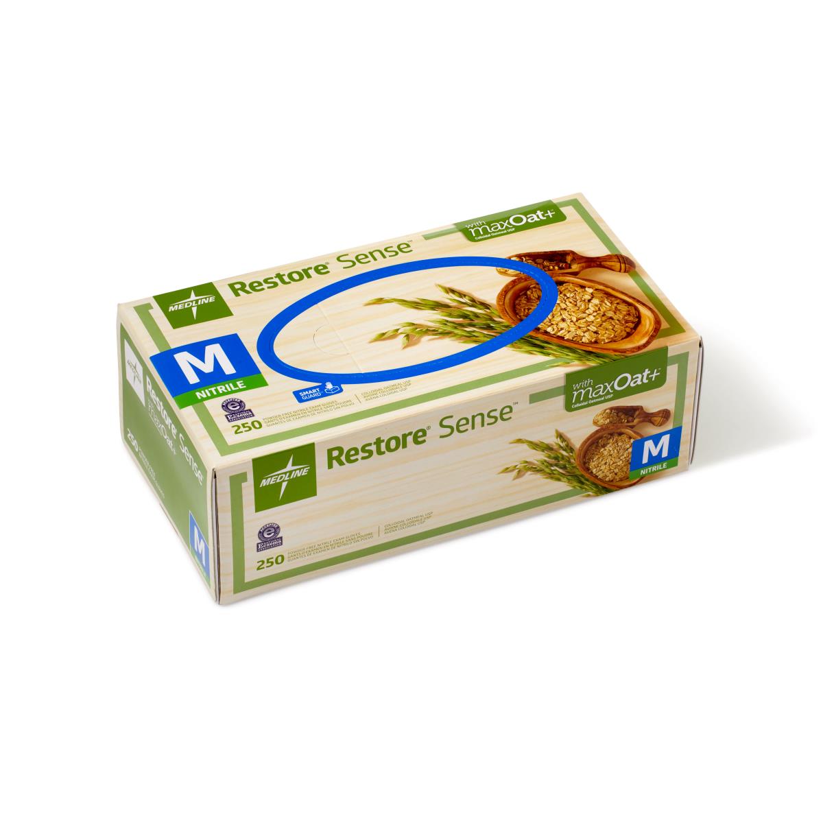 Restore Sense Powder-Free Nitrile Exam Gloves with Oatmeal | Medline