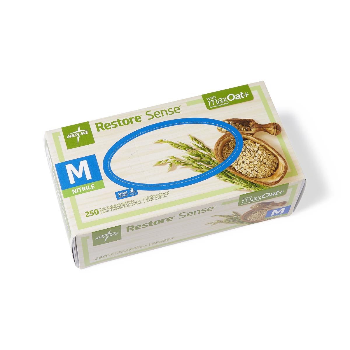 Restore Sense Powder-Free Nitrile Exam Gloves with maxOat+ | Medline