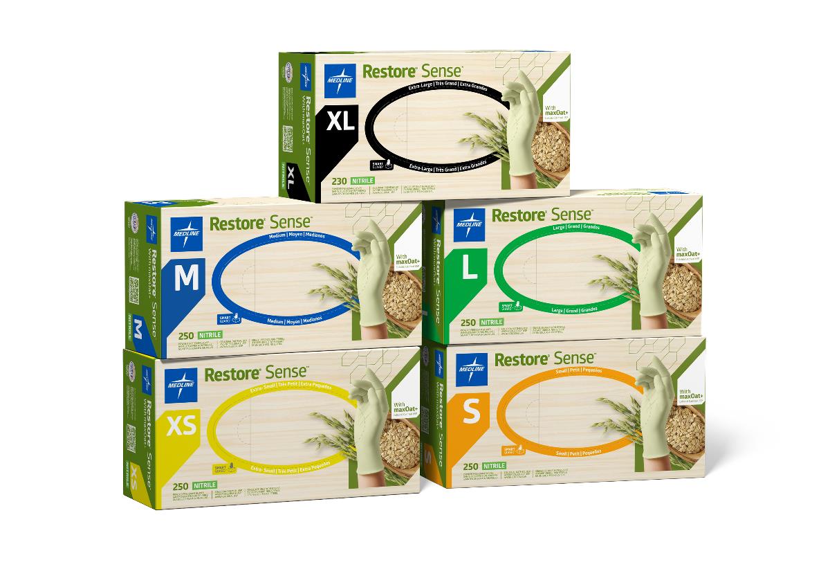 Restore Sense Powder-Free Nitrile Exam Gloves with maxOat+ | Medline