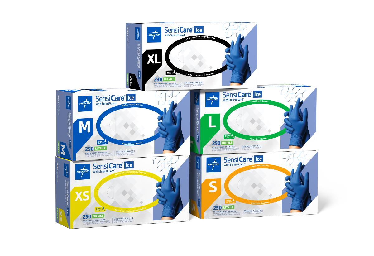 スリームフィット　ブルー 健康管理デバイス SensiCare Ice Blue Powder-Free Nitrile Exam Gloves | Medline