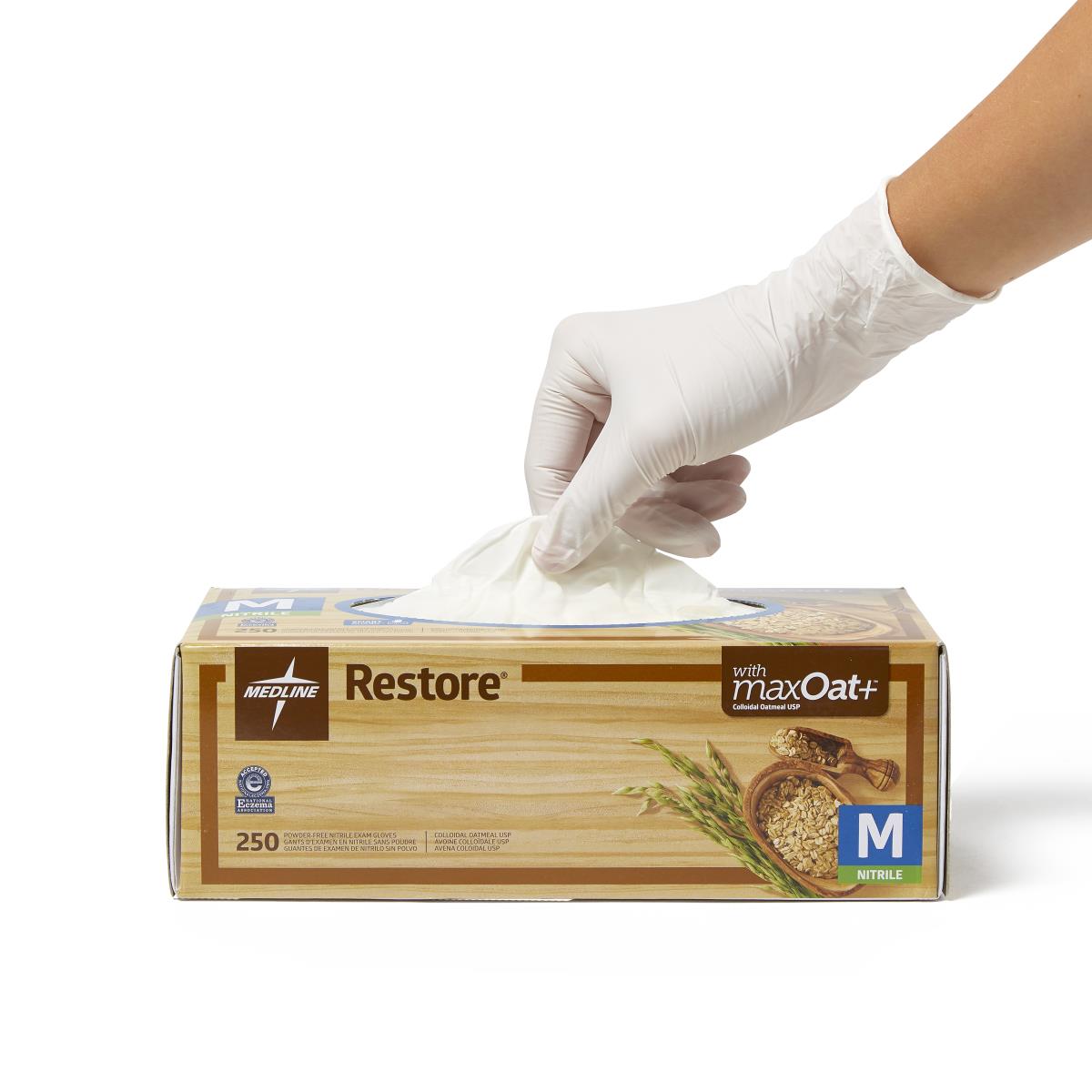 Restore Powder-Free Nitrile Exam Gloves with Oatmeal | Medline 