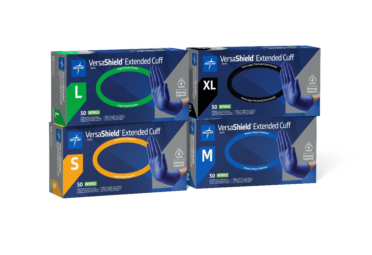 VersaShield Extended Cuff Powder-Free Nitrile Exam Gloves | Medline