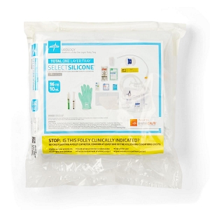 100% Silicone 1-Layer Foley Catheter Tray with Drain Bag | Medline ...