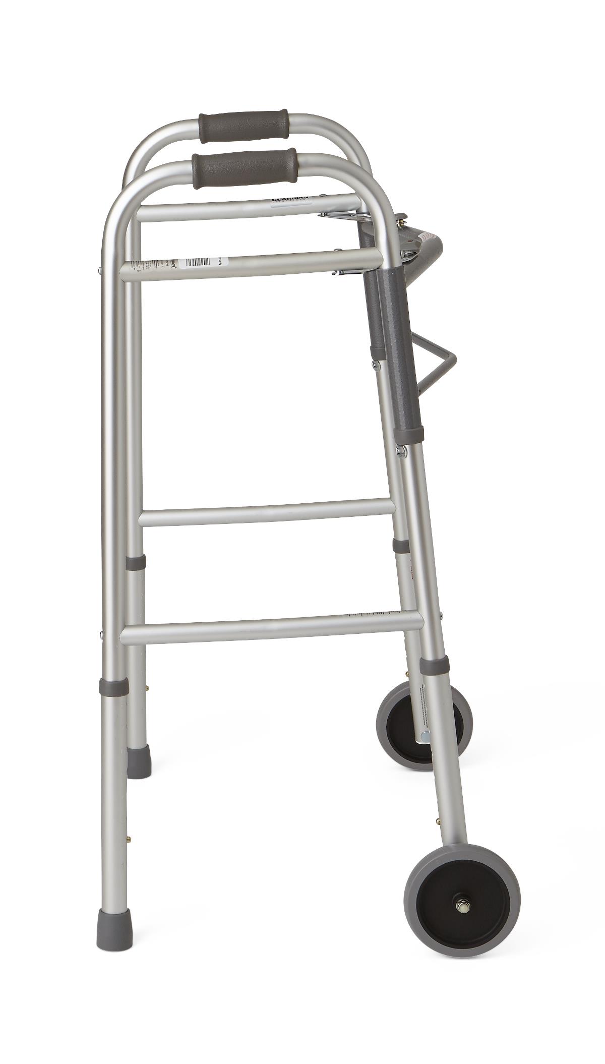 Medline TwoButton Folding Walkers with 5" Wheels Medline