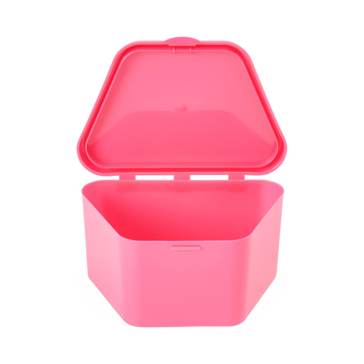 Medline Hot-Pink Hinged-Lid Denture Containers | Medline