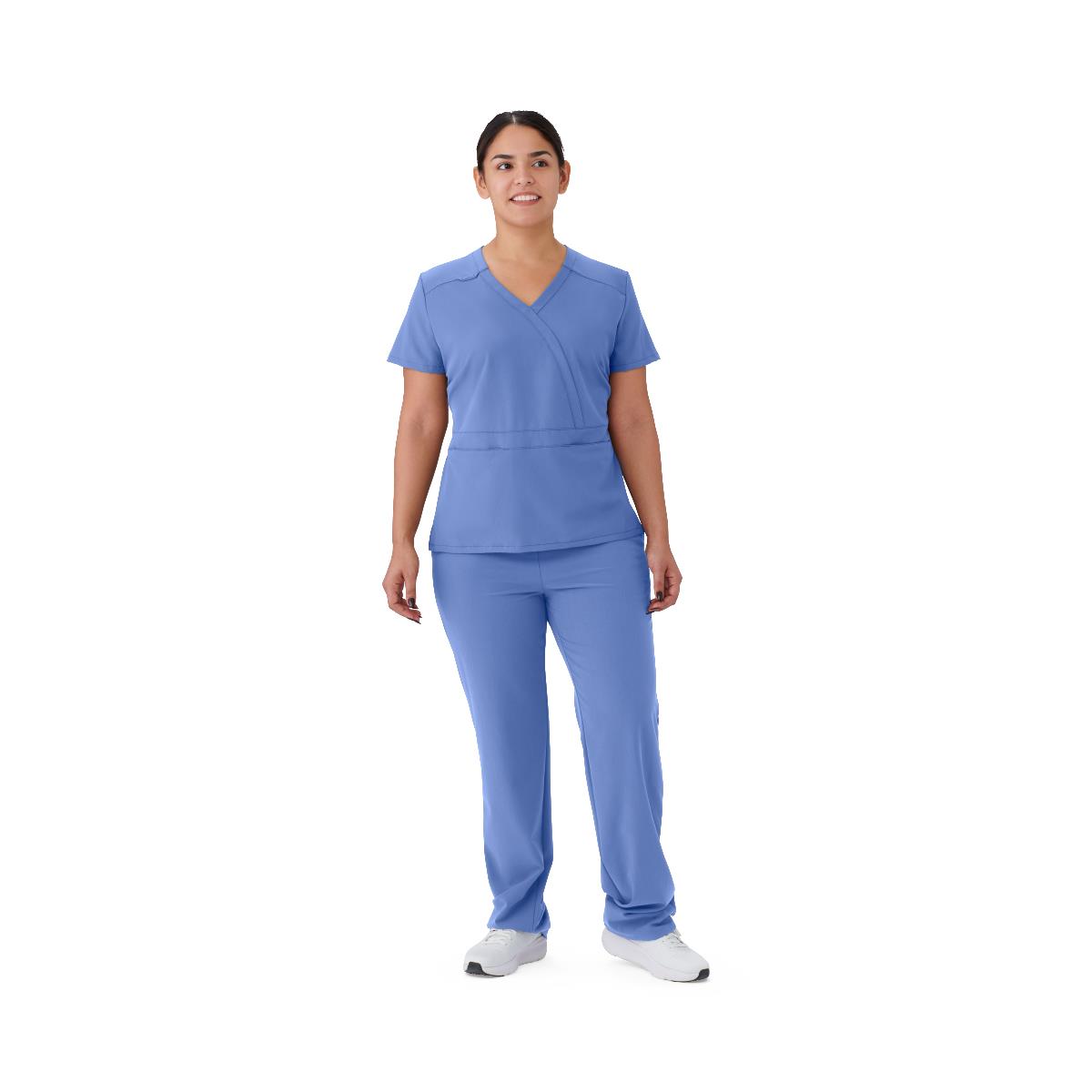 Brooklyn AVE Women's Mock Wrap 2-Pocket Scrub Tops (Style 48787