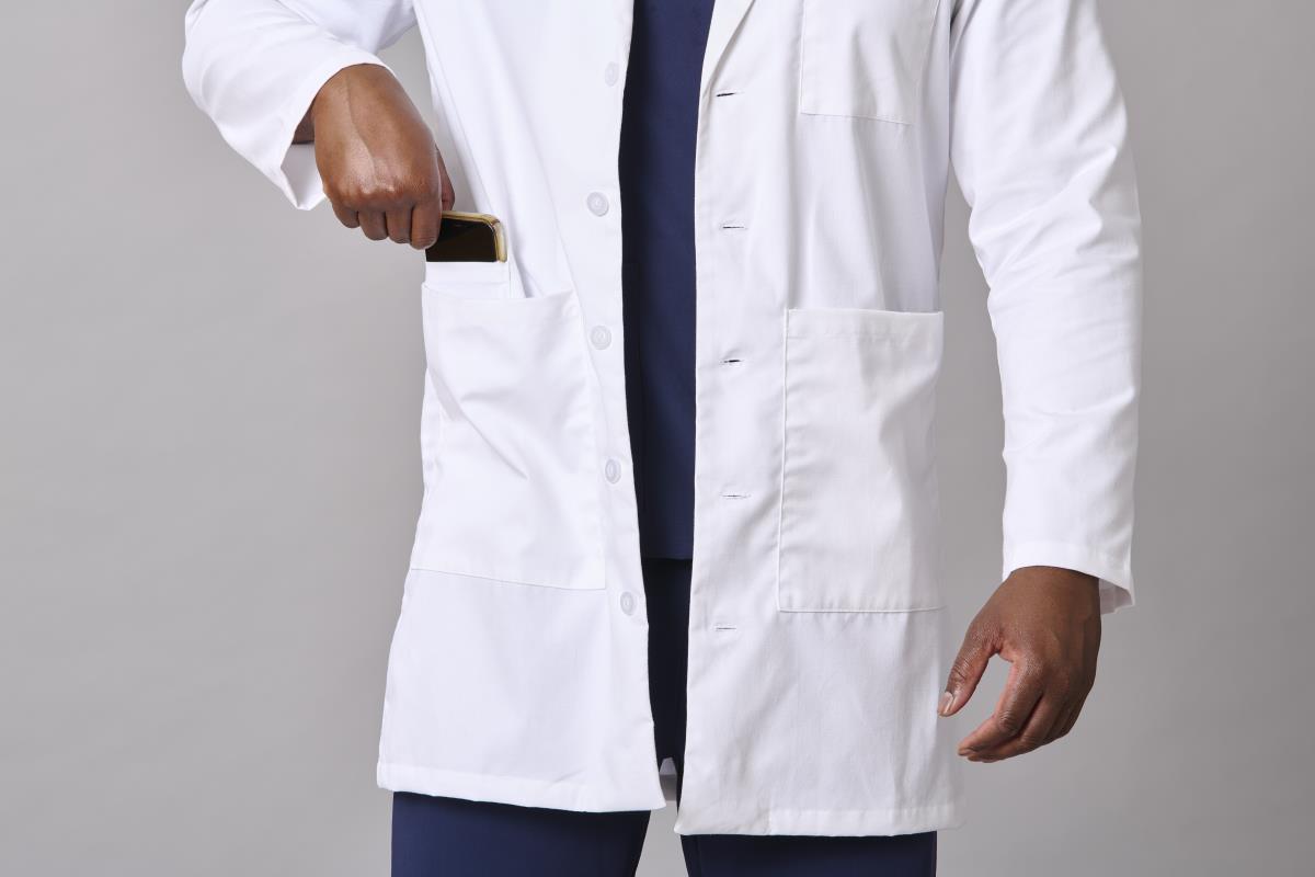 Medline Perform Men's 6-Pocket Staff-Length Lab Coats | Medline