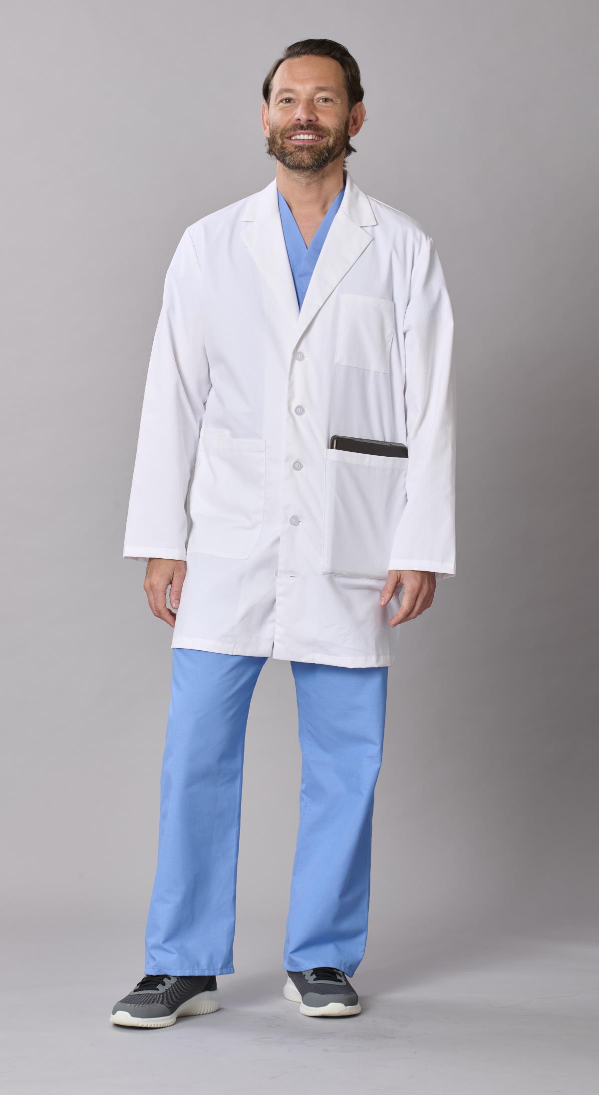 Medline Perform Men's 6-Pocket Staff-Length Lab Coats | Medline