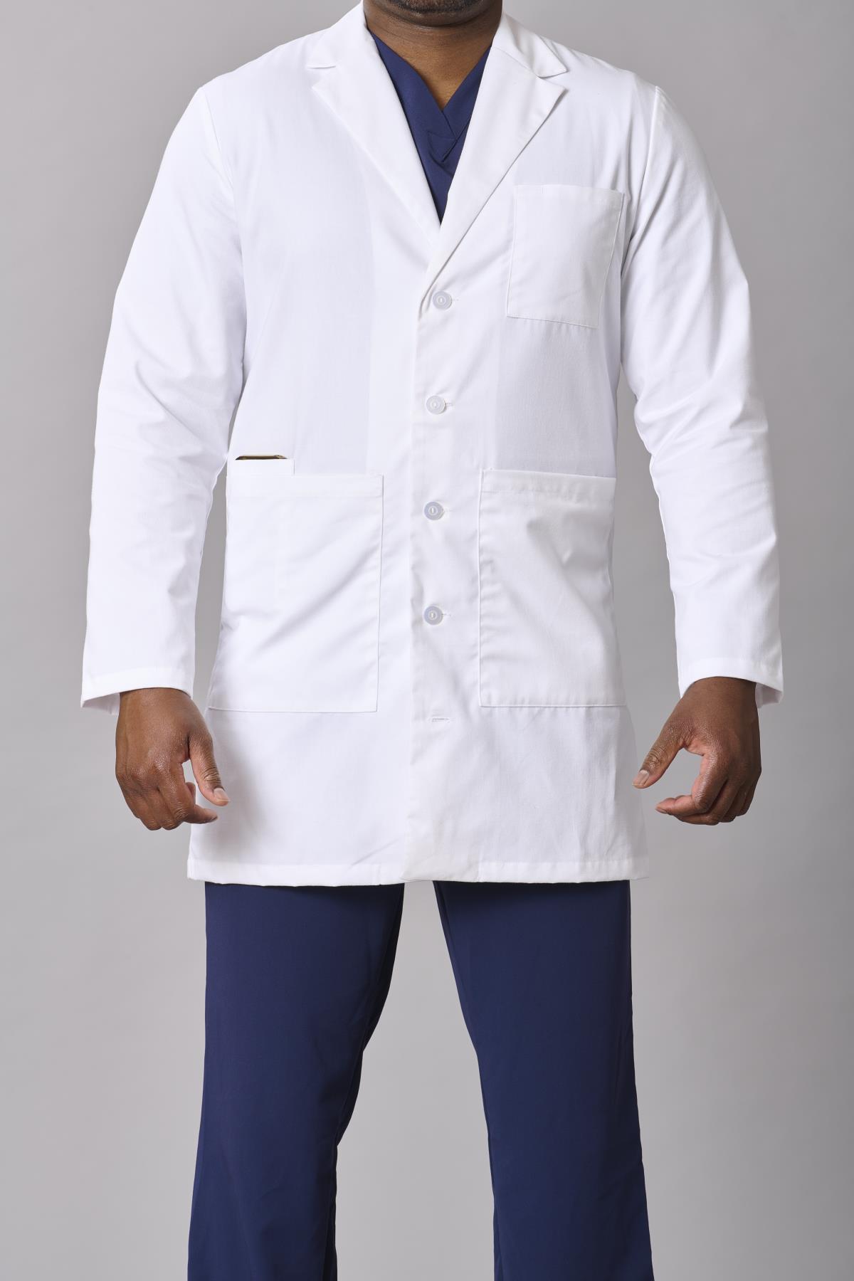 Medline Perform Men's 6-Pocket Staff-Length Lab Coats | Medline