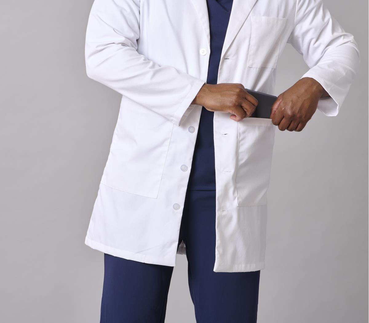 Medline Perform Men's 6-Pocket Staff-Length Lab Coats | Medline