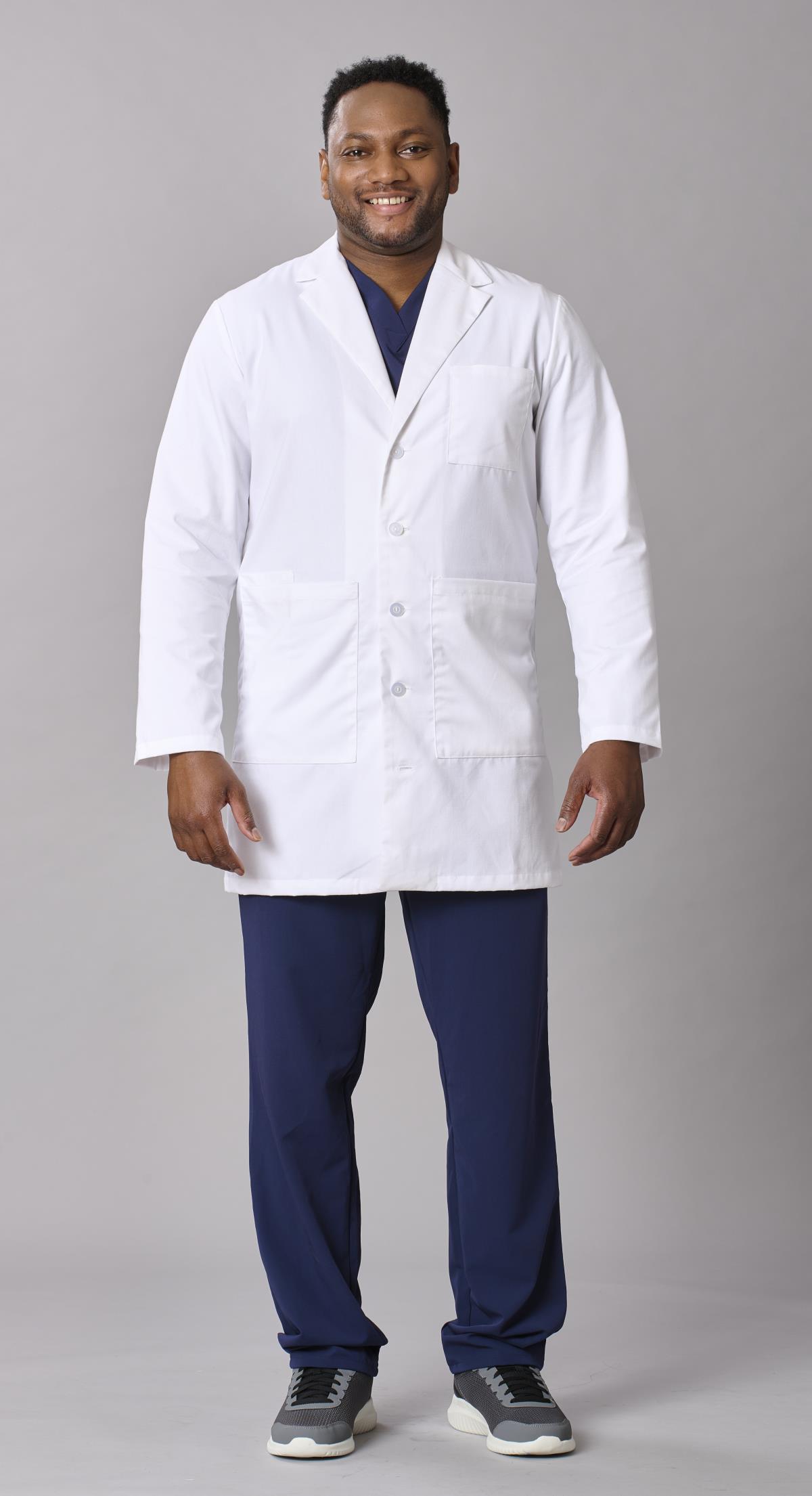 Medline Perform Men's 6-Pocket Staff-Length Lab Coats | Medline