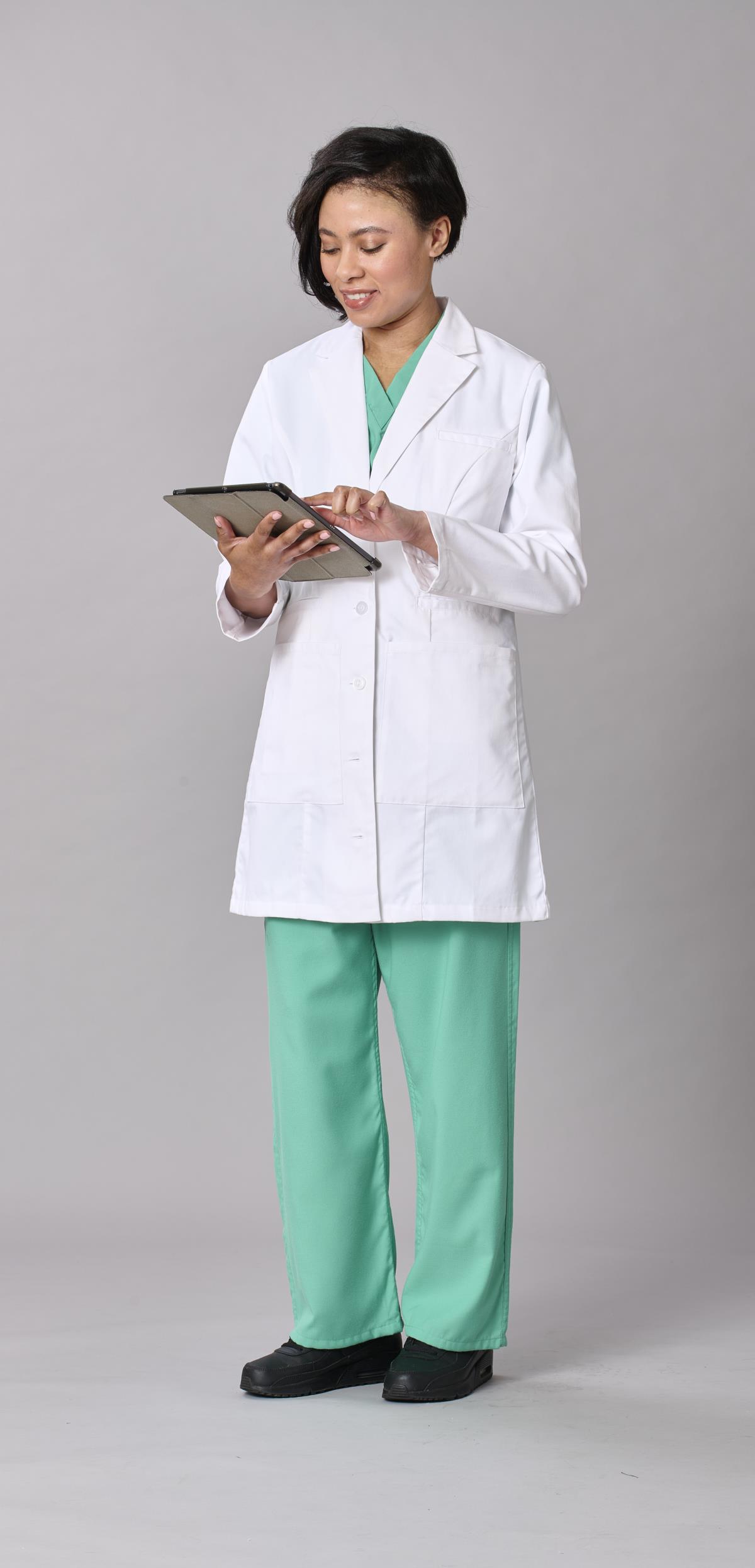 Medline Perform Women's 6-Pocket Staff-Length Lab Coats | Medline