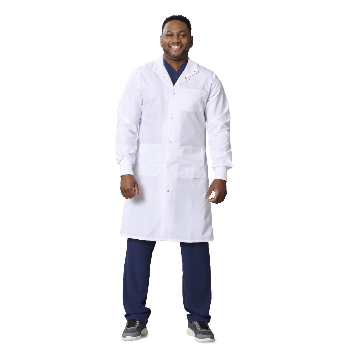 Medline Propel Unisex 4-Pocket Full-Length Lab Coat with Knit