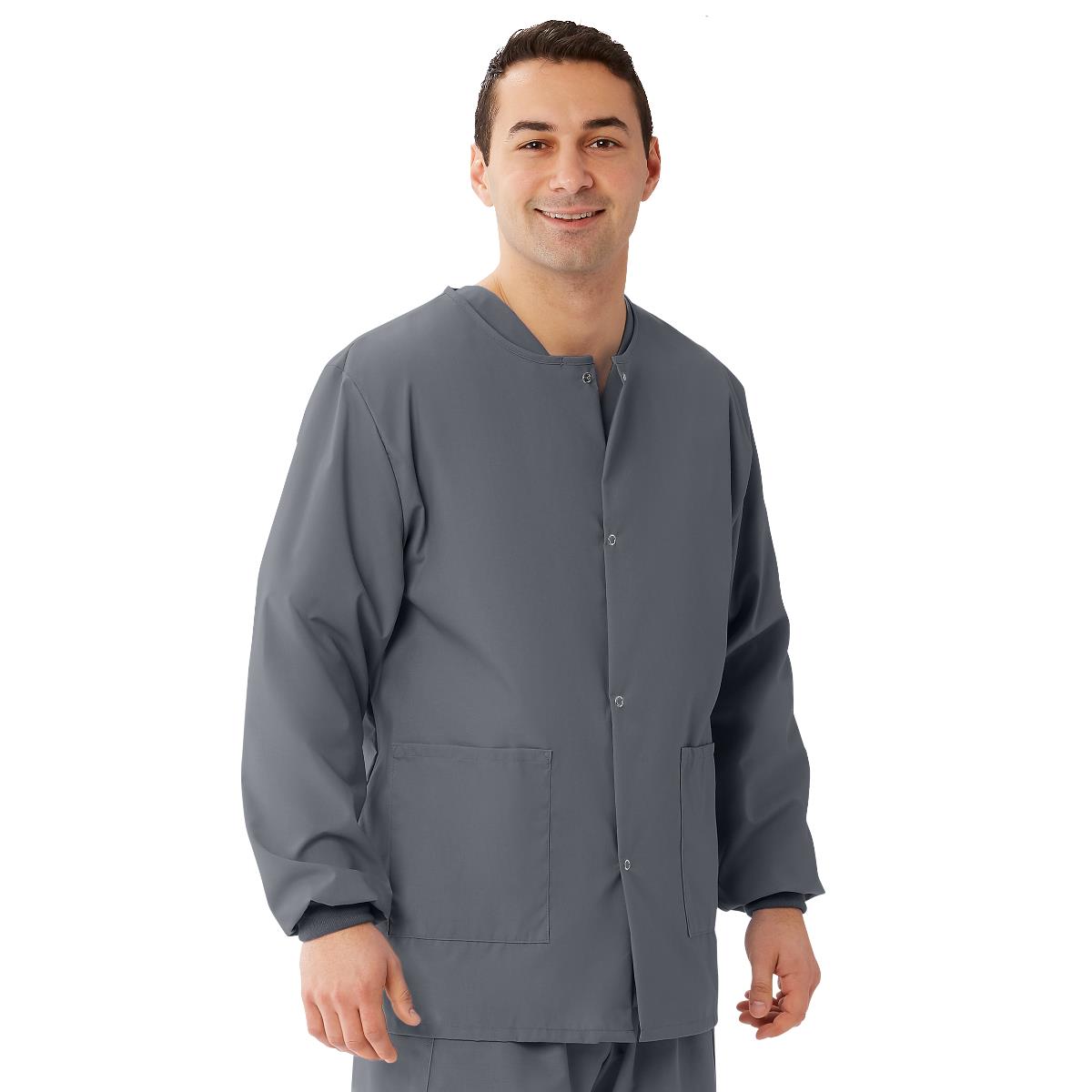 AngelStat Style 849 Unisex Scrub Jackets - Charcoal | Medline