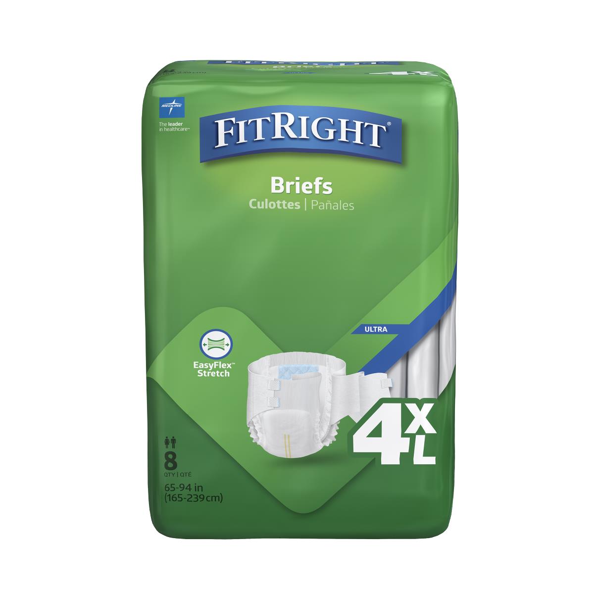 FitRight 4XL Cloth-Like Adult Incontinence Briefs | Medline