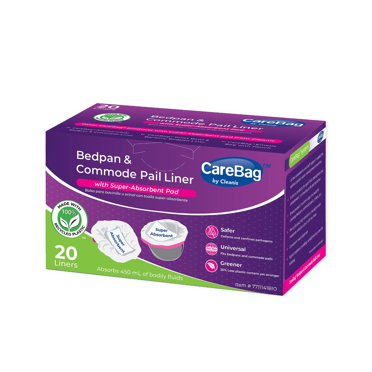 CareBag Bedpan and Commode Pail Liner with SuperAbsorbent Pad Medline