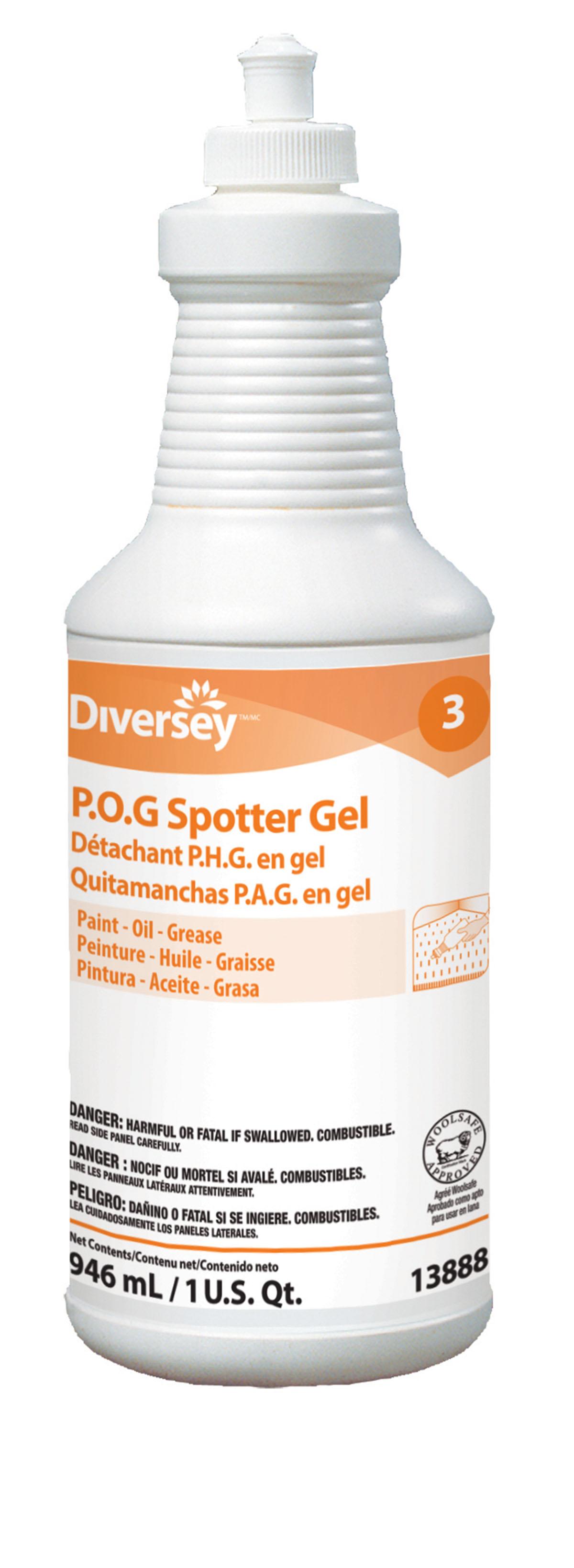 Diversey Paint, Oil & Grease Spotter Gel - 32oz Fruity Scent Carpet Cleaner For Tough Stains