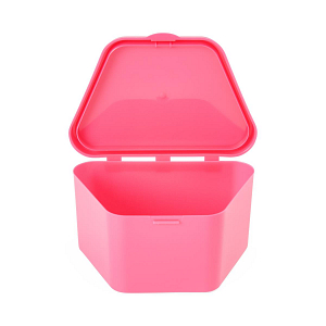 アゲートスライス(Pink color)32枚セット Medline Hot-Pink Hinged-Lid Denture Containers | Medline