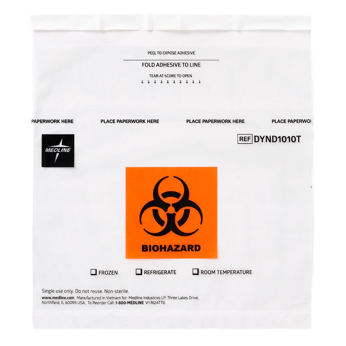 Medline Adhesive-Closure Biohazard Bags | Medline