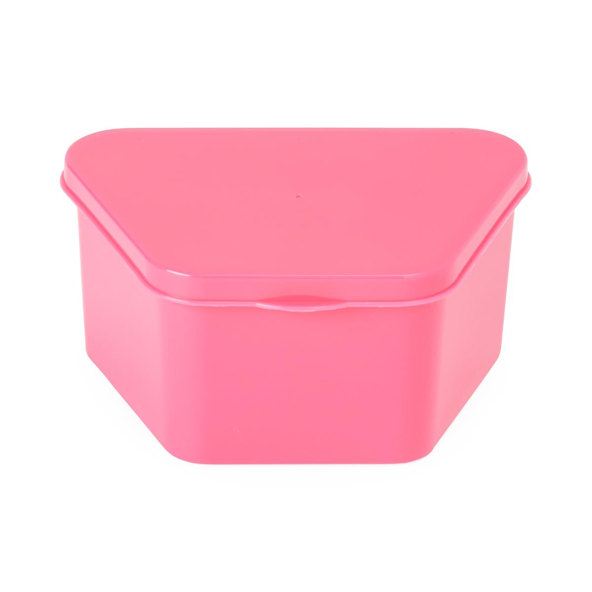 Medline Hot-Pink Hinged-Lid Denture Containers | Medline