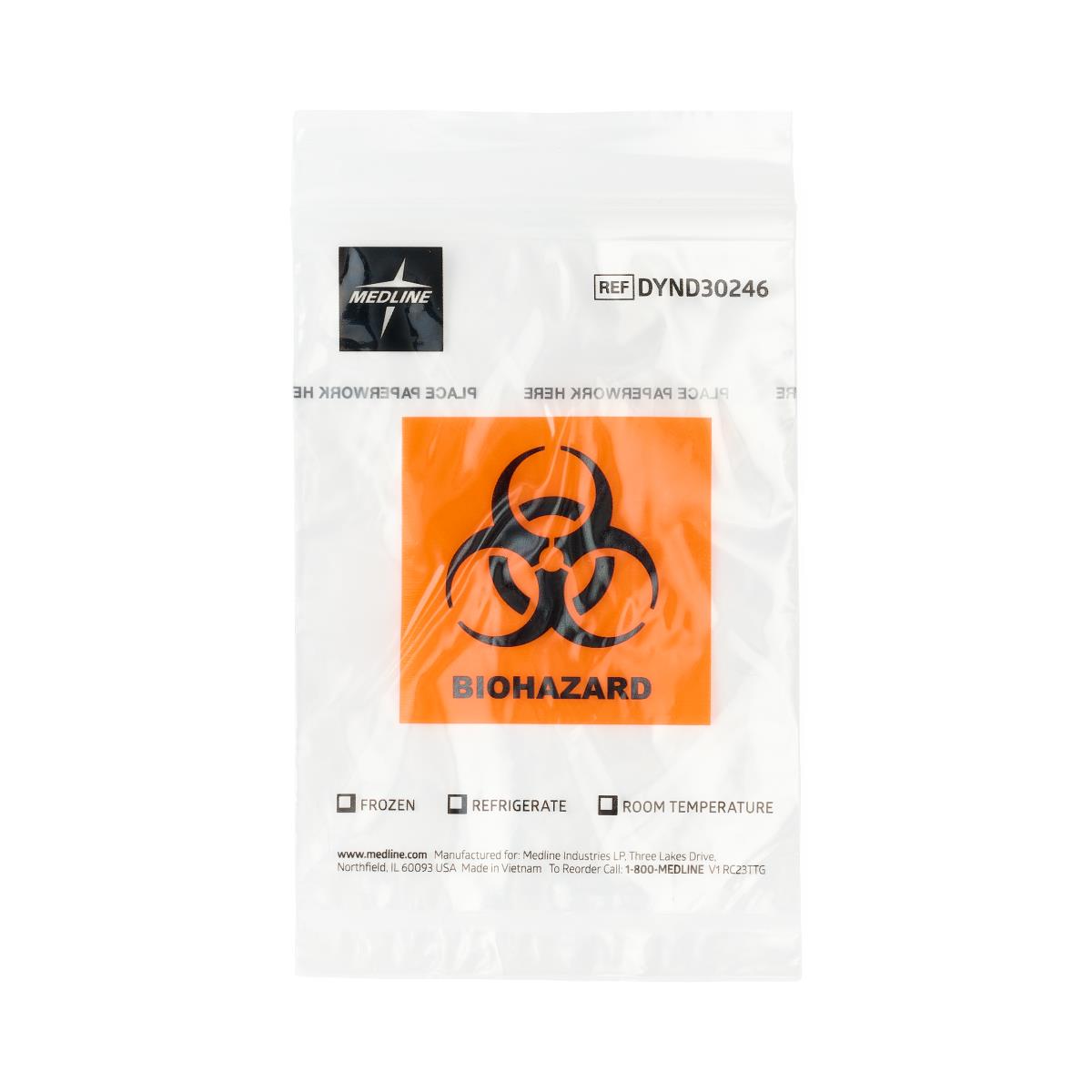 DYND30246 | Medline Zip-Style Specimen Bags with Biohazard Symbol