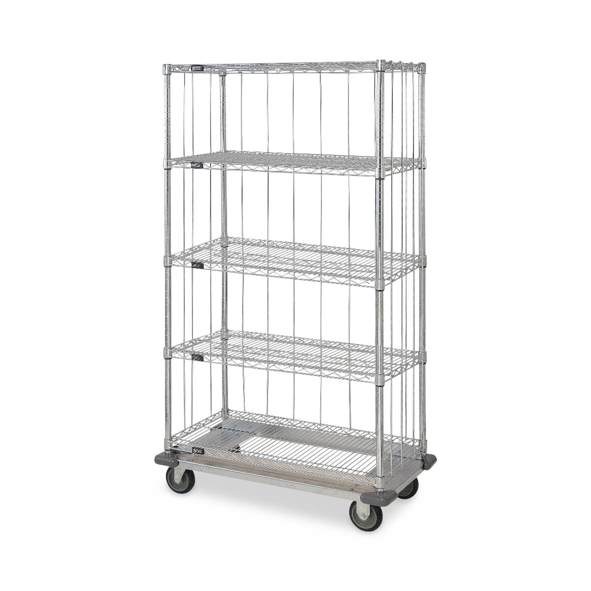3-Sided Carts with 1 Solid and 5 Wire Shelves and Dolly | Medline