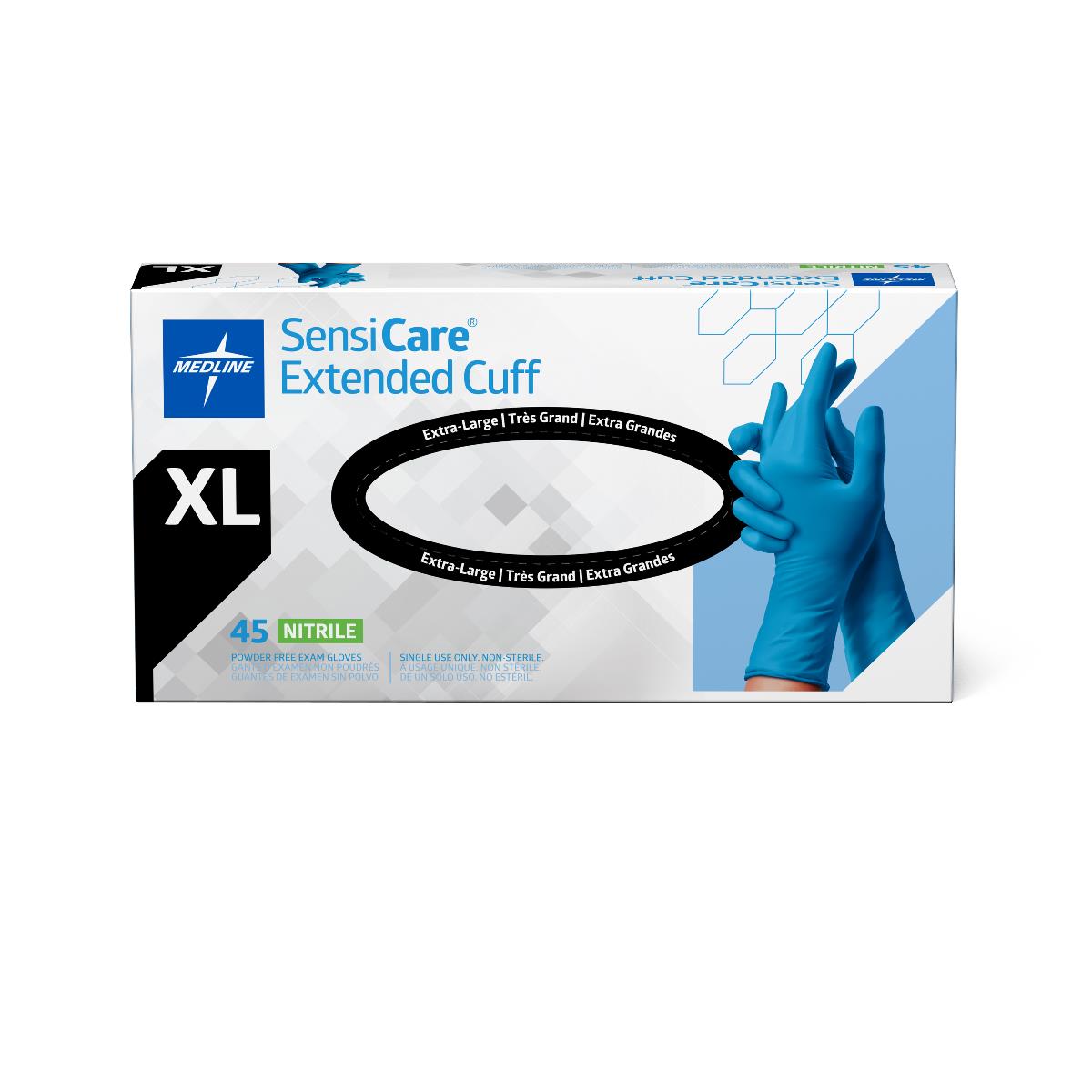 SensiCare Extended Cuff Nitrile Exam Gloves | Medline