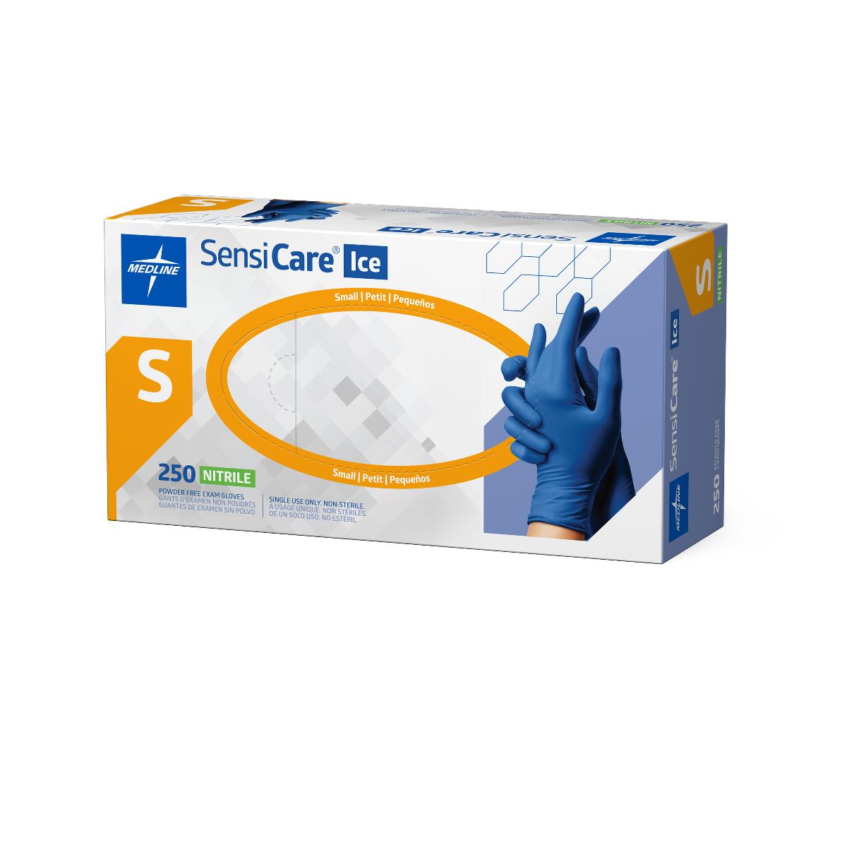 SensiCare Ice Blue Powder-Free Nitrile Exam Gloves | Medline