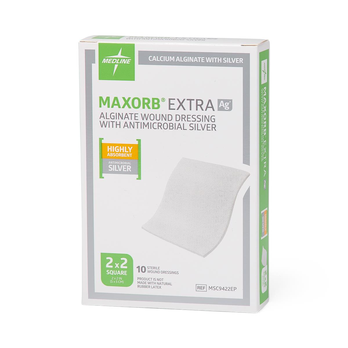 maxorb extra ag silver alginate dressing 10-Pack* Medline Maxorb Extra Ag Alginate Wound Dressing 4" x 4.75"  MSC9445EP