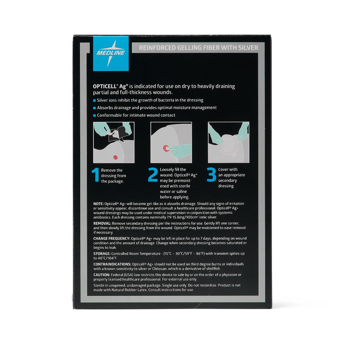 Opticell Ag+ Silver Antibacterial Gelling Fiber Wound Dressings | Medline