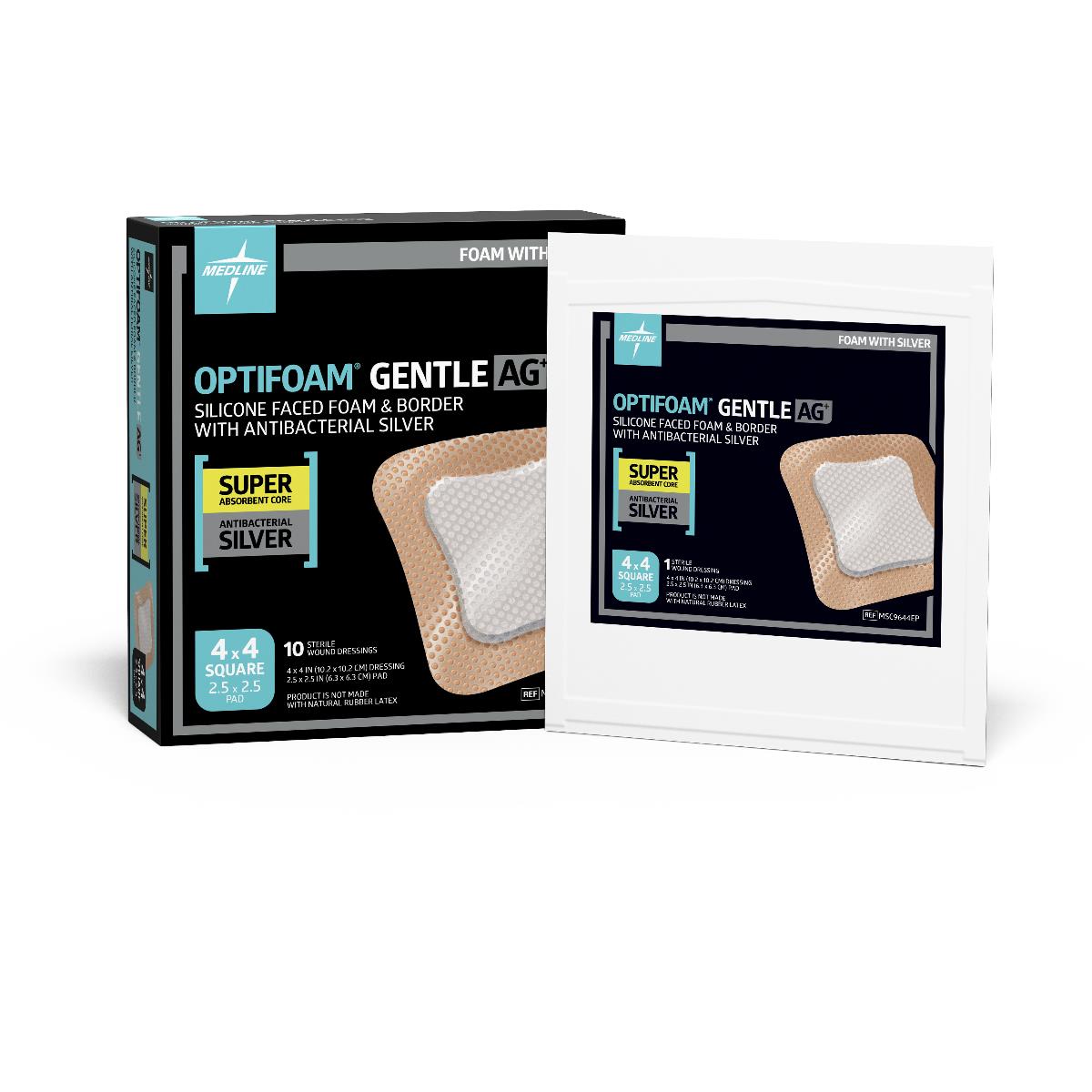 MSC9644EP | Optifoam Gentle Ag+ Silicone-Faced Foam Wound Dressings