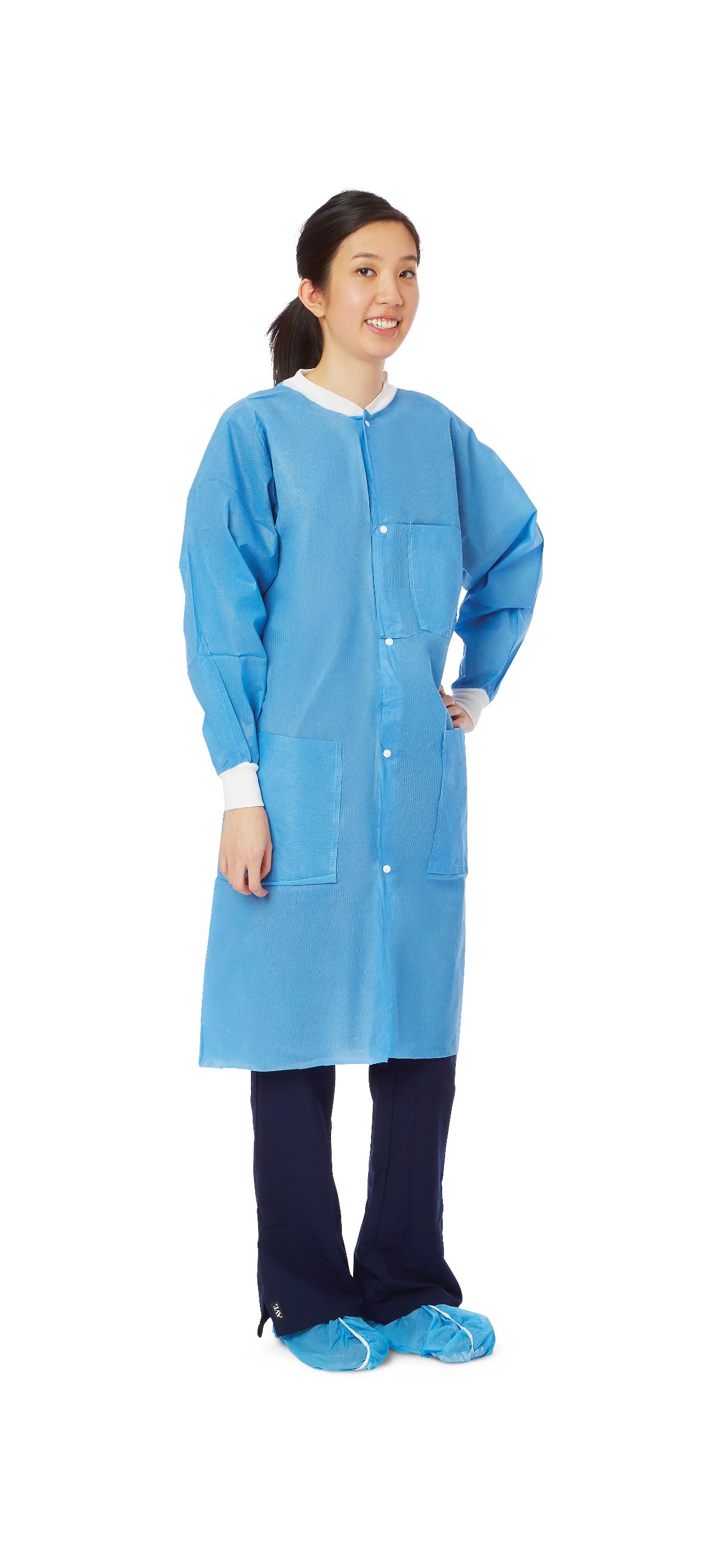 Medline Disposable SMS Barrier Lab Coat with Knit Collar/Cuffs