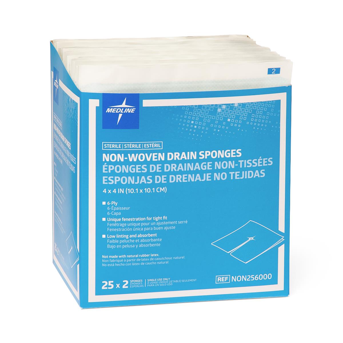 NON256000HH | Medline Sterile Nonwoven Gauze Drain Sponges