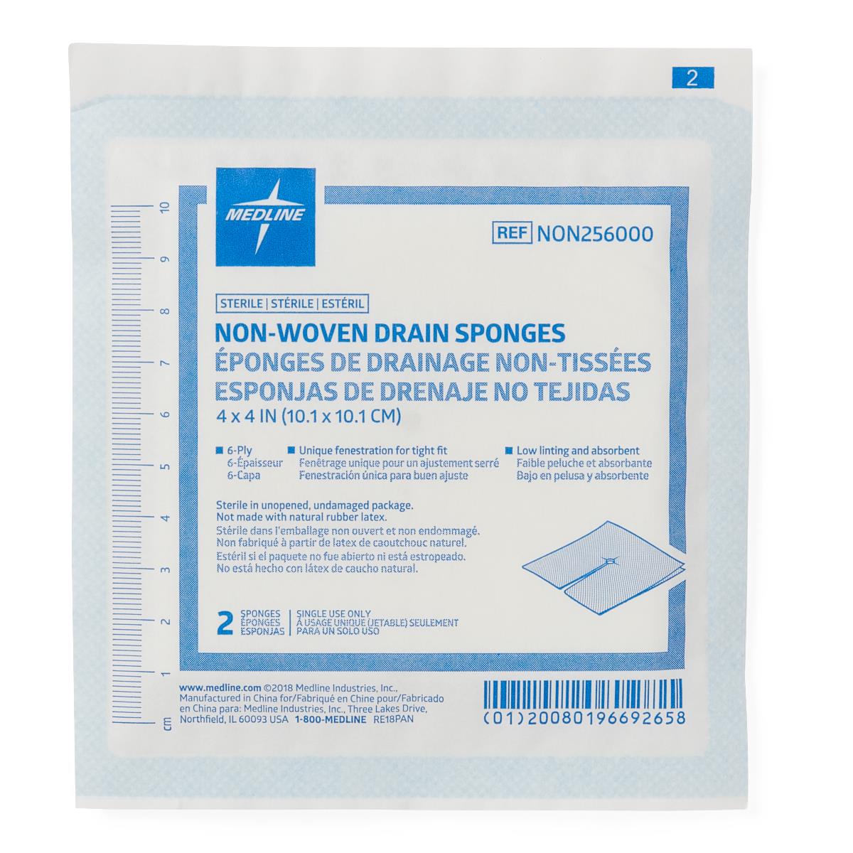 NON256000HH | Medline Sterile Nonwoven Gauze Drain Sponges