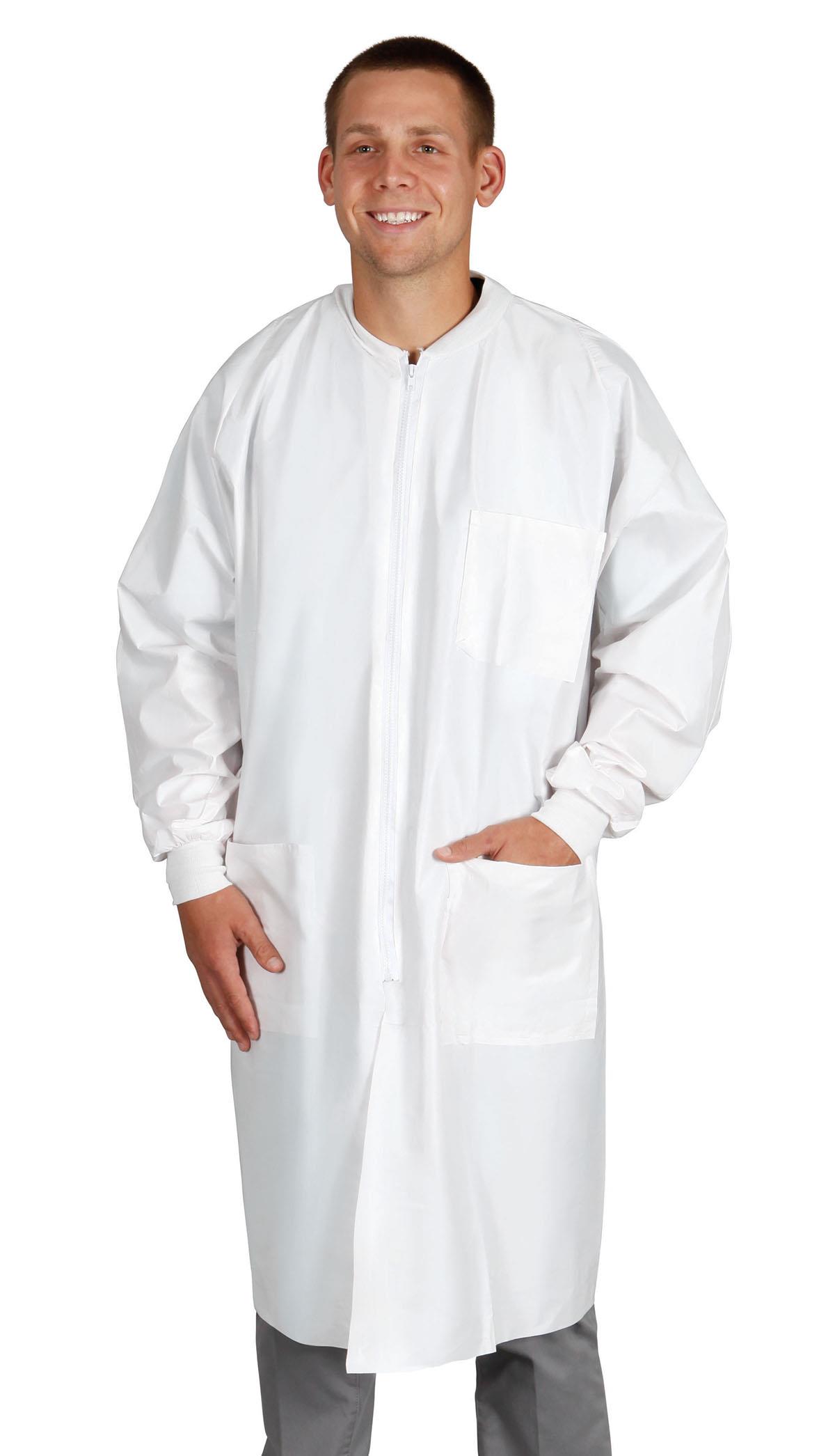 Medline Disposable Antistatic Barrier Lab Coat with Zip Front