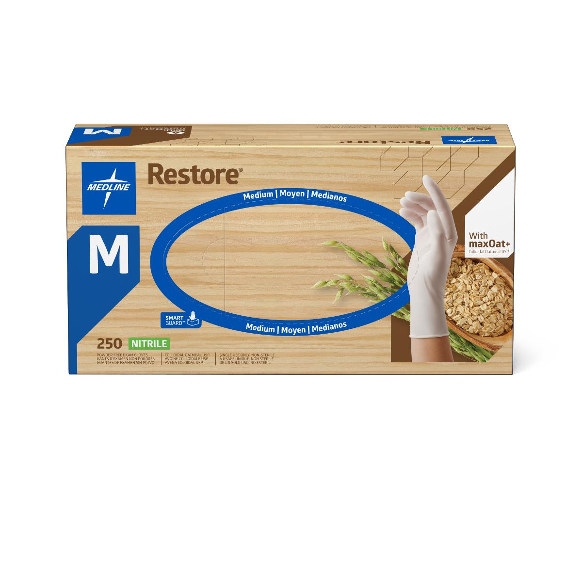 Restore Powder-Free Nitrile Exam Gloves with Oatmeal | Medline