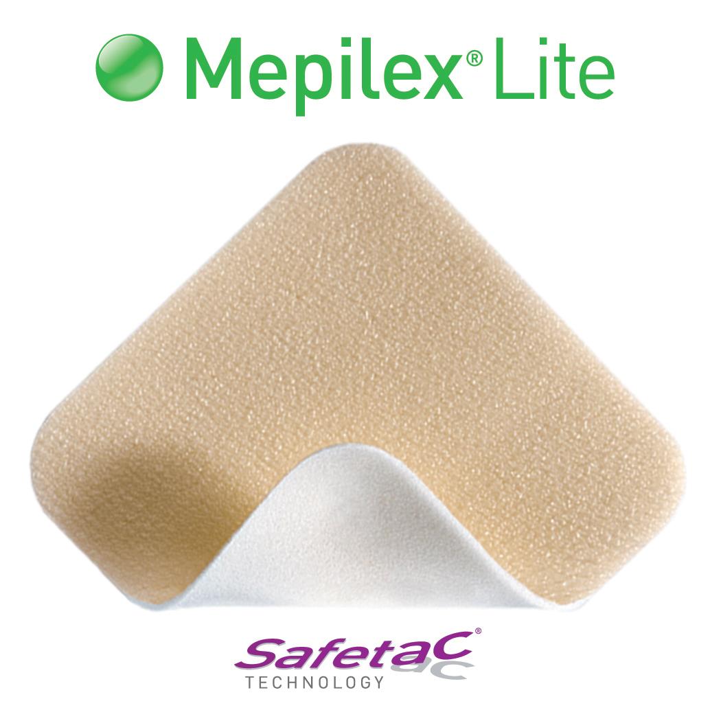 Mepilex Lite Non-Bordered Adhesive Foam Dressings with Safetac