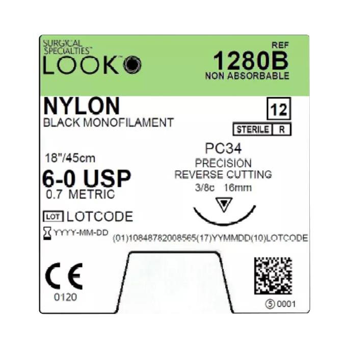 Reverse Cutting Black Nylon Monofilament Sutures | Medline