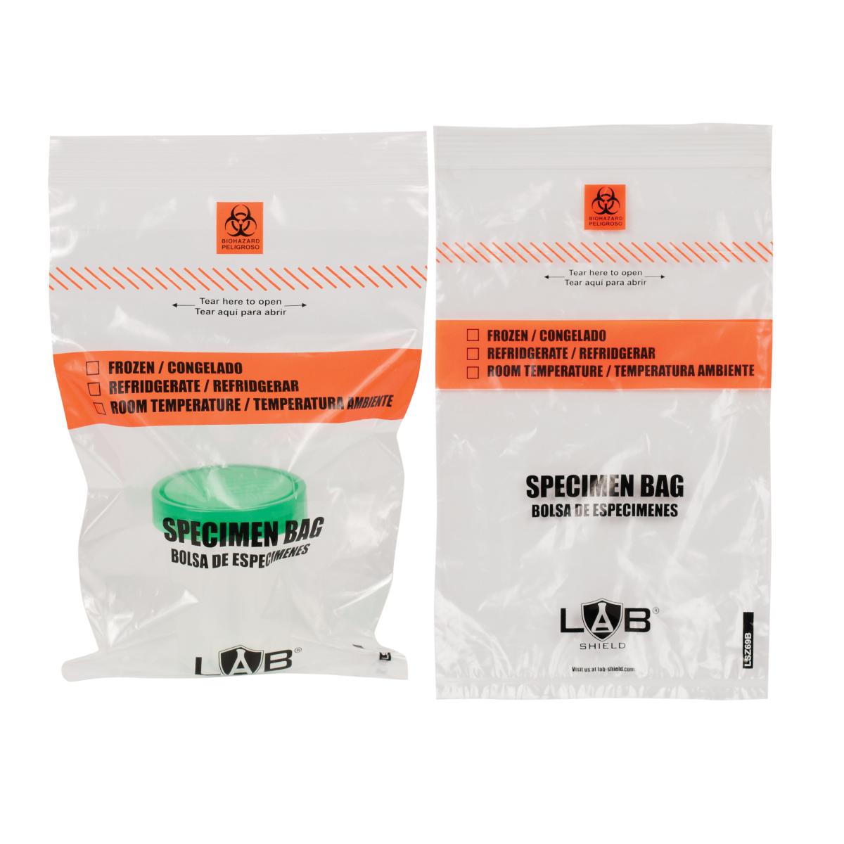Labshield Zip-Closure Specimen Bags with Removable Biohazard