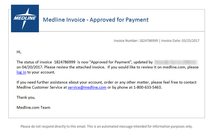 approve to pay medline industries inc