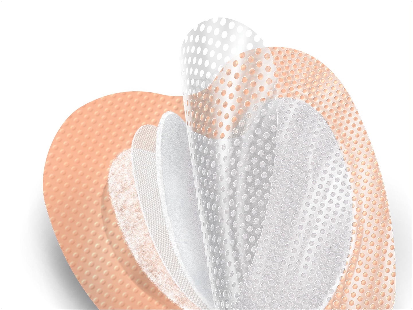 117694_5layers_Sacrum_lg Medline Optifoam Gentle foam dressing, showing all five layers.